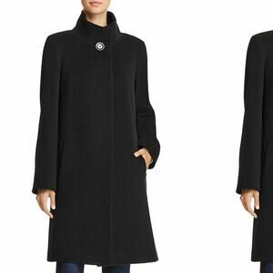 Cinzia Rocca Italian stand collar black wool cashmere coat size 8